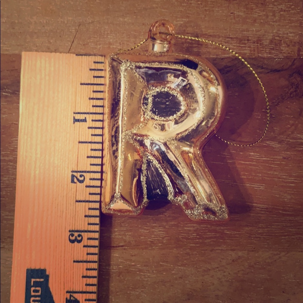 West Elm Glass Ornament Letter “R”. NEW